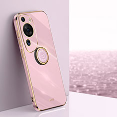 Custodia Silicone Ultra Sottile Morbida Cover con Magnetico Anello Supporto XL1 per Huawei P60 Art Lavanda