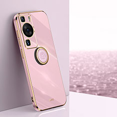 Custodia Silicone Ultra Sottile Morbida Cover con Magnetico Anello Supporto XL1 per Huawei P60 Pro Lavanda