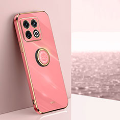 Custodia Silicone Ultra Sottile Morbida Cover con Magnetico Anello Supporto XL1 per OnePlus 10T 5G Rosa Caldo