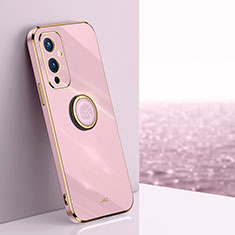 Custodia Silicone Ultra Sottile Morbida Cover con Magnetico Anello Supporto XL1 per OnePlus 9 5G Lavanda