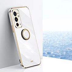 Custodia Silicone Ultra Sottile Morbida Cover con Magnetico Anello Supporto XL1 per OnePlus 9RT 5G Bianco