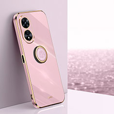 Custodia Silicone Ultra Sottile Morbida Cover con Magnetico Anello Supporto XL1 per Oppo A1 5G Rosa