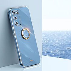 Custodia Silicone Ultra Sottile Morbida Cover con Magnetico Anello Supporto XL1 per Oppo A55 5G Blu