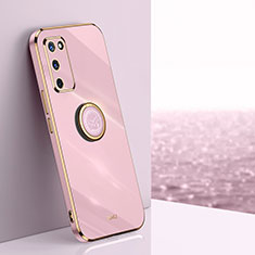 Custodia Silicone Ultra Sottile Morbida Cover con Magnetico Anello Supporto XL1 per Oppo A55 5G Rosa