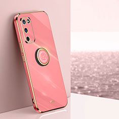 Custodia Silicone Ultra Sottile Morbida Cover con Magnetico Anello Supporto XL1 per Oppo A55 5G Rosa Caldo