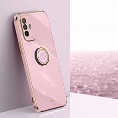 Custodia Silicone Ultra Sottile Morbida Cover con Magnetico Anello Supporto XL1 per Oppo A95 5G Rosa