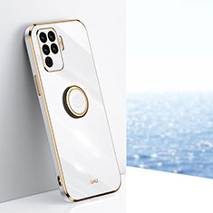 Custodia Silicone Ultra Sottile Morbida Cover con Magnetico Anello Supporto XL1 per Oppo F19 Pro Bianco