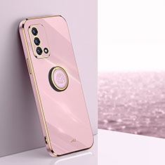 Custodia Silicone Ultra Sottile Morbida Cover con Magnetico Anello Supporto XL1 per Oppo F19 Rosa