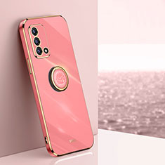 Custodia Silicone Ultra Sottile Morbida Cover con Magnetico Anello Supporto XL1 per Oppo F19 Rosa Caldo