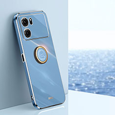 Custodia Silicone Ultra Sottile Morbida Cover con Magnetico Anello Supporto XL1 per Oppo K10 5G Blu