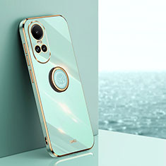 Custodia Silicone Ultra Sottile Morbida Cover con Magnetico Anello Supporto XL1 per Oppo Reno10 Pro 5G Verde