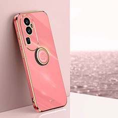 Custodia Silicone Ultra Sottile Morbida Cover con Magnetico Anello Supporto XL1 per Oppo Reno10 Pro+ Plus 5G Rosa Caldo