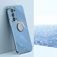 Custodia Silicone Ultra Sottile Morbida Cover con Magnetico Anello Supporto XL1 per Oppo Reno6 Pro 5G Blu