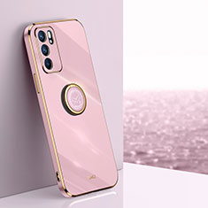 Custodia Silicone Ultra Sottile Morbida Cover con Magnetico Anello Supporto XL1 per Oppo Reno6 Z 5G Rosa