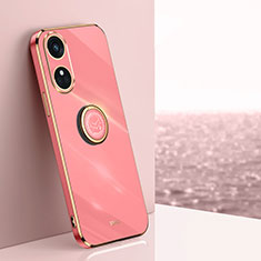 Custodia Silicone Ultra Sottile Morbida Cover con Magnetico Anello Supporto XL1 per Oppo Reno8 T 4G Rosa Caldo