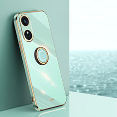 Custodia Silicone Ultra Sottile Morbida Cover con Magnetico Anello Supporto XL1 per Oppo Reno8 T 4G Verde