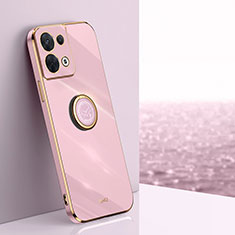 Custodia Silicone Ultra Sottile Morbida Cover con Magnetico Anello Supporto XL1 per Oppo Reno9 Pro 5G Rosa