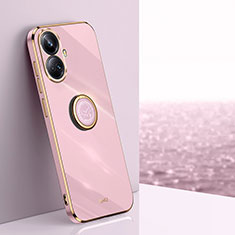 Custodia Silicone Ultra Sottile Morbida Cover con Magnetico Anello Supporto XL1 per Realme 10 Pro+ Plus 5G Lavanda