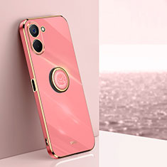 Custodia Silicone Ultra Sottile Morbida Cover con Magnetico Anello Supporto XL1 per Realme 10S 5G Rosa Caldo