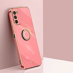 Custodia Silicone Ultra Sottile Morbida Cover con Magnetico Anello Supporto XL1 per Samsung Galaxy A02s Rosa Caldo