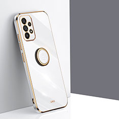 Custodia Silicone Ultra Sottile Morbida Cover con Magnetico Anello Supporto XL1 per Samsung Galaxy A23 4G Bianco