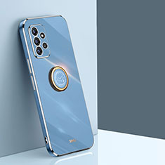 Custodia Silicone Ultra Sottile Morbida Cover con Magnetico Anello Supporto XL1 per Samsung Galaxy A72 4G Blu