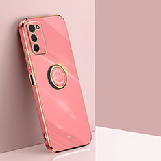 Custodia Silicone Ultra Sottile Morbida Cover con Magnetico Anello Supporto XL1 per Samsung Galaxy F02S SM-E025F Rosa Caldo