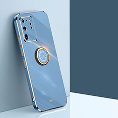 Custodia Silicone Ultra Sottile Morbida Cover con Magnetico Anello Supporto XL1 per Samsung Galaxy S20 Ultra 5G Blu