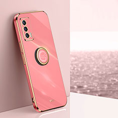 Custodia Silicone Ultra Sottile Morbida Cover con Magnetico Anello Supporto XL1 per Vivo iQOO 7 India 5G Rosa Caldo