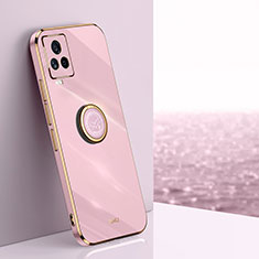 Custodia Silicone Ultra Sottile Morbida Cover con Magnetico Anello Supporto XL1 per Vivo iQOO 7 Legend 5G Rosa