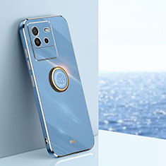 Custodia Silicone Ultra Sottile Morbida Cover con Magnetico Anello Supporto XL1 per Vivo iQOO Neo6 SE 5G Blu