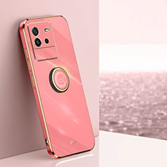 Custodia Silicone Ultra Sottile Morbida Cover con Magnetico Anello Supporto XL1 per Vivo iQOO Neo6 SE 5G Rosa Caldo