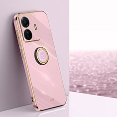 Custodia Silicone Ultra Sottile Morbida Cover con Magnetico Anello Supporto XL1 per Vivo iQOO Z6 Pro 5G Rosa