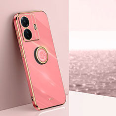 Custodia Silicone Ultra Sottile Morbida Cover con Magnetico Anello Supporto XL1 per Vivo iQOO Z6 Pro 5G Rosa Caldo