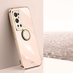 Custodia Silicone Ultra Sottile Morbida Cover con Magnetico Anello Supporto XL1 per Vivo X60 Pro+ Plus 5G Oro