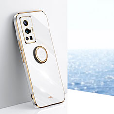 Custodia Silicone Ultra Sottile Morbida Cover con Magnetico Anello Supporto XL1 per Vivo X70 Pro 5G Bianco