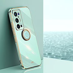 Custodia Silicone Ultra Sottile Morbida Cover con Magnetico Anello Supporto XL1 per Vivo X70 Pro+ Plus 5G Verde