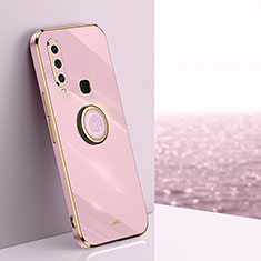 Custodia Silicone Ultra Sottile Morbida Cover con Magnetico Anello Supporto XL1 per Vivo Y15 Rosa