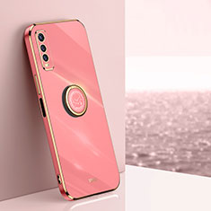 Custodia Silicone Ultra Sottile Morbida Cover con Magnetico Anello Supporto XL1 per Vivo Y51s 5G Rosa Caldo