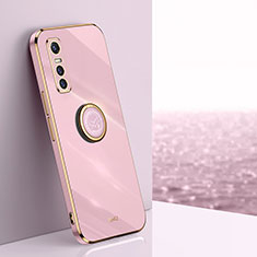 Custodia Silicone Ultra Sottile Morbida Cover con Magnetico Anello Supporto XL1 per Vivo Y73s 5G Rosa