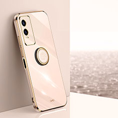 Custodia Silicone Ultra Sottile Morbida Cover con Magnetico Anello Supporto XL1 per Vivo Y76s 5G Oro