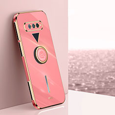 Custodia Silicone Ultra Sottile Morbida Cover con Magnetico Anello Supporto XL1 per Xiaomi Black Shark 4S Pro 5G Rosa Caldo