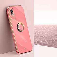 Custodia Silicone Ultra Sottile Morbida Cover con Magnetico Anello Supporto XL1 per Xiaomi Civi 1S 5G Rosa Caldo