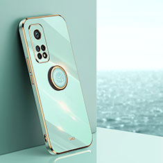 Custodia Silicone Ultra Sottile Morbida Cover con Magnetico Anello Supporto XL1 per Xiaomi Mi 10T 5G Verde