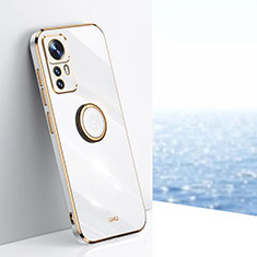 Custodia Silicone Ultra Sottile Morbida Cover con Magnetico Anello Supporto XL1 per Xiaomi Mi 12T 5G Bianco