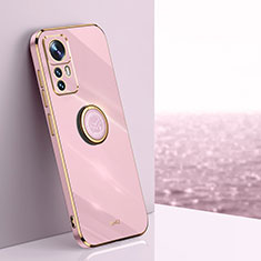 Custodia Silicone Ultra Sottile Morbida Cover con Magnetico Anello Supporto XL1 per Xiaomi Mi 12T 5G Rosa