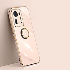 Custodia Silicone Ultra Sottile Morbida Cover con Magnetico Anello Supporto XL1 per Xiaomi Mi Mix 4 5G Oro