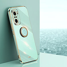 Custodia Silicone Ultra Sottile Morbida Cover con Magnetico Anello Supporto XL1 per Xiaomi Poco F3 5G Verde