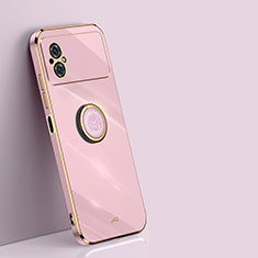 Custodia Silicone Ultra Sottile Morbida Cover con Magnetico Anello Supporto XL1 per Xiaomi Poco M4 5G Rosa