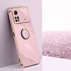 Custodia Silicone Ultra Sottile Morbida Cover con Magnetico Anello Supporto XL1 per Xiaomi Poco M4 Pro 4G Rosa